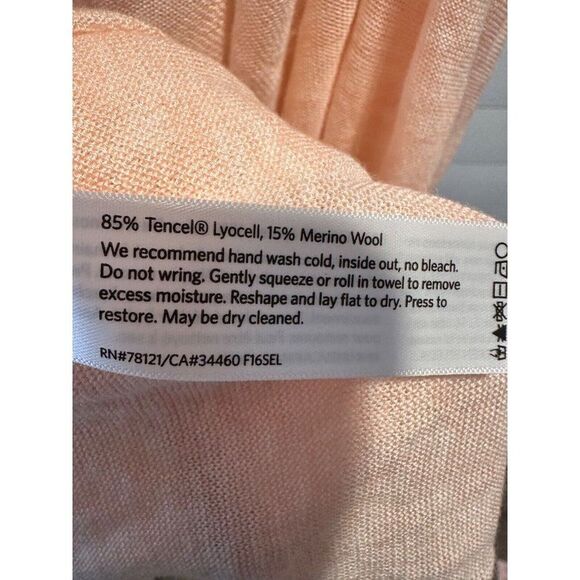 Eileen Fisher Pastel Orange Slub Merino Wool Blend Cardigan Small - Picture 5 of 7